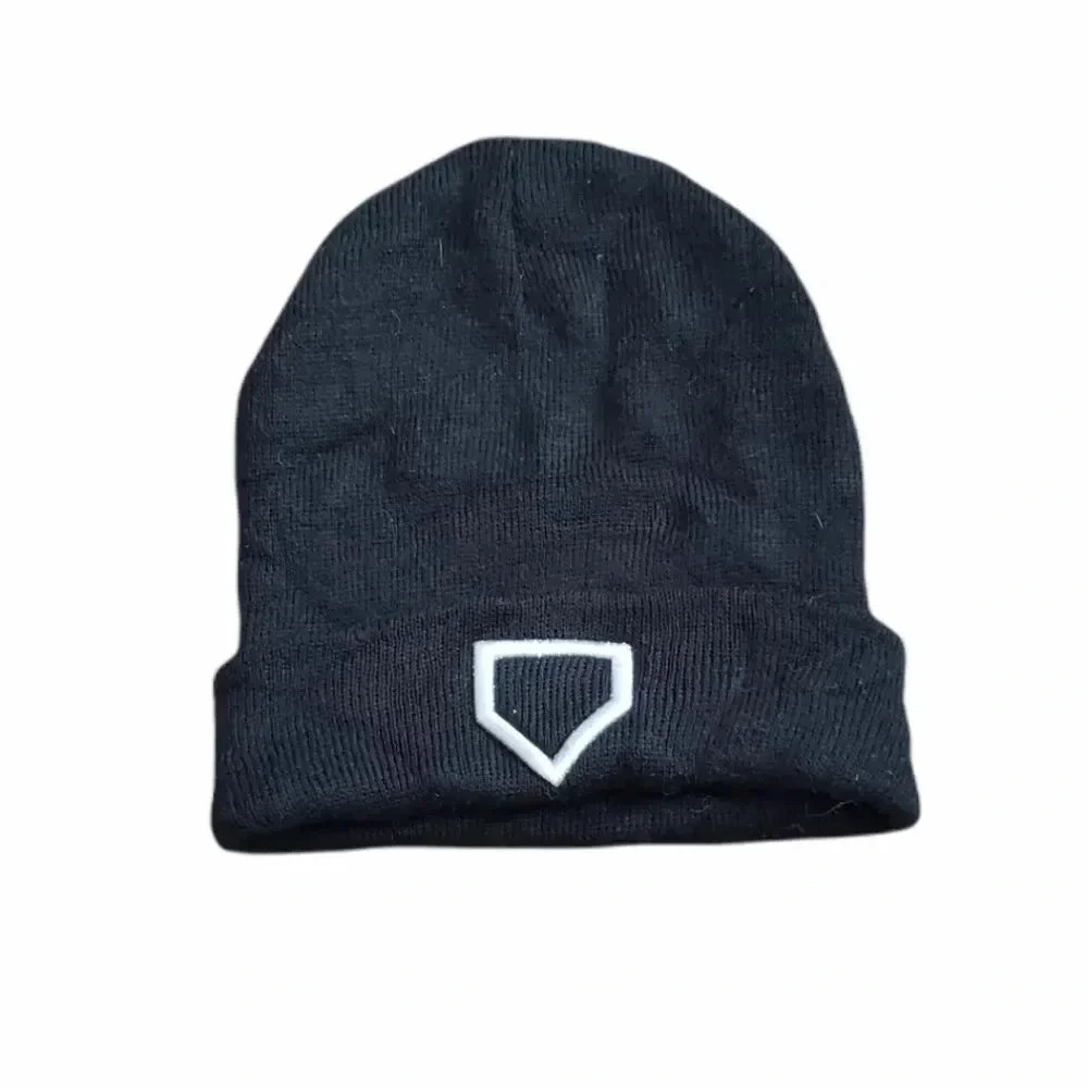 Black Knit Acrylic Beanie Hat